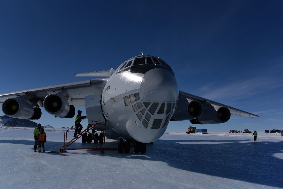 10A The Air Almaty Ilyushin Airplane On The Slippery Hard Blue Ice Of Union Glacier In Antarctica On The Way To Climb Mount Vinson